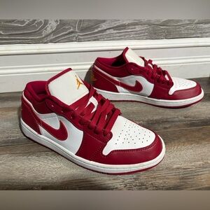 Nike Air Jordan 1 Low Cardinal Red White Shoes 553558-607 Men’s Size 8.5